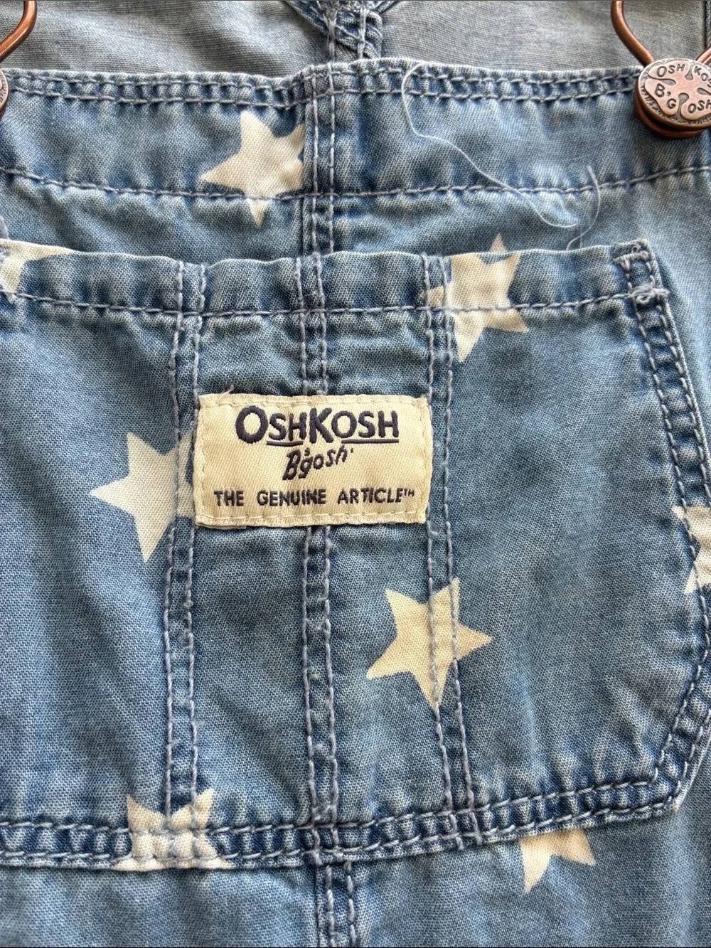 OshKosh B'gosh Denim Star Print Overalls Jumper Dress 5T